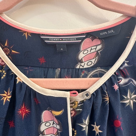 Tommy Hilfiger Dark Blue Graphic Blouse - Picture 2 of 3